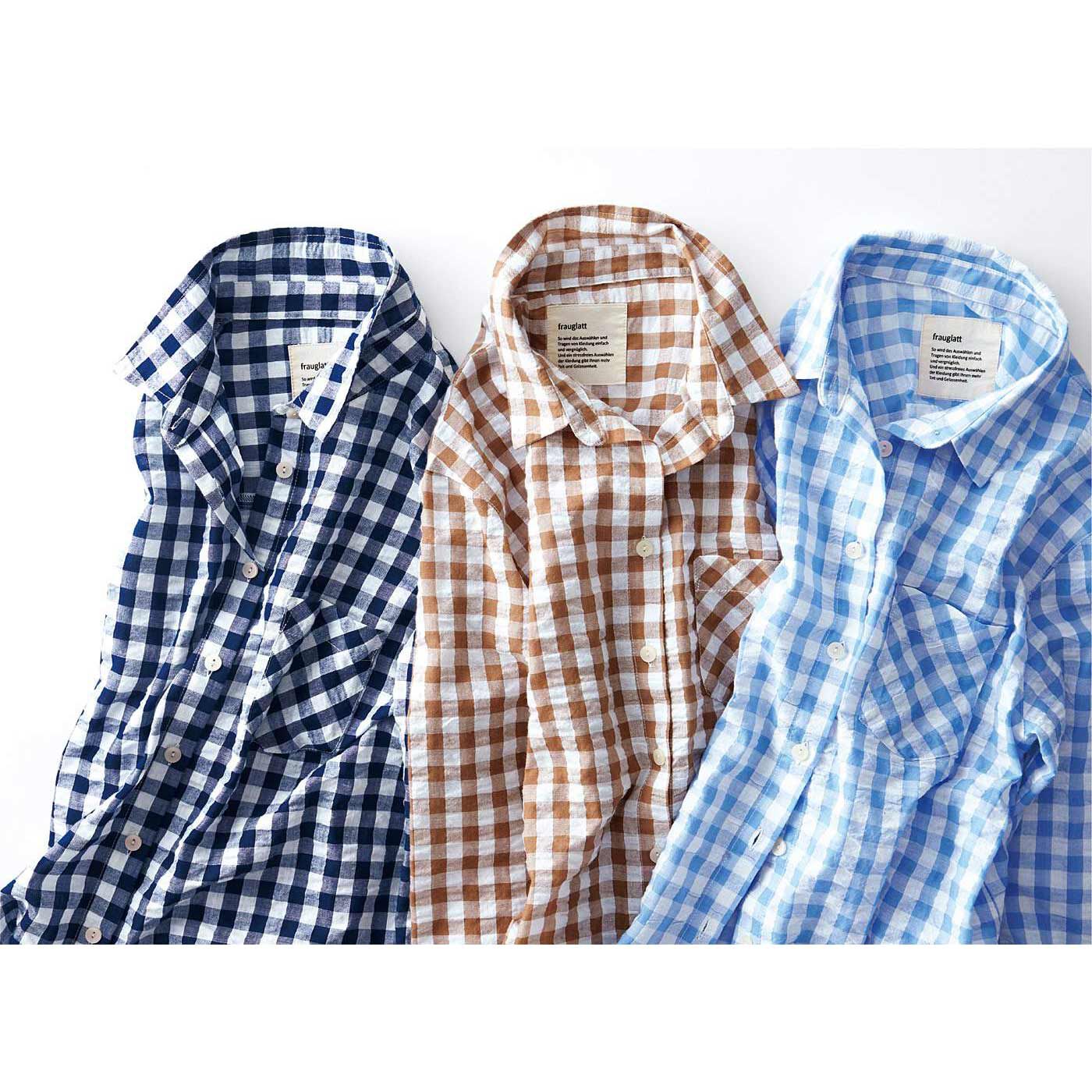 frauglatt|フラウグラット　らくちんきれい ふわぽこ素材の 3-WAY軽やかチェックシャツ〈UV対策〉の会