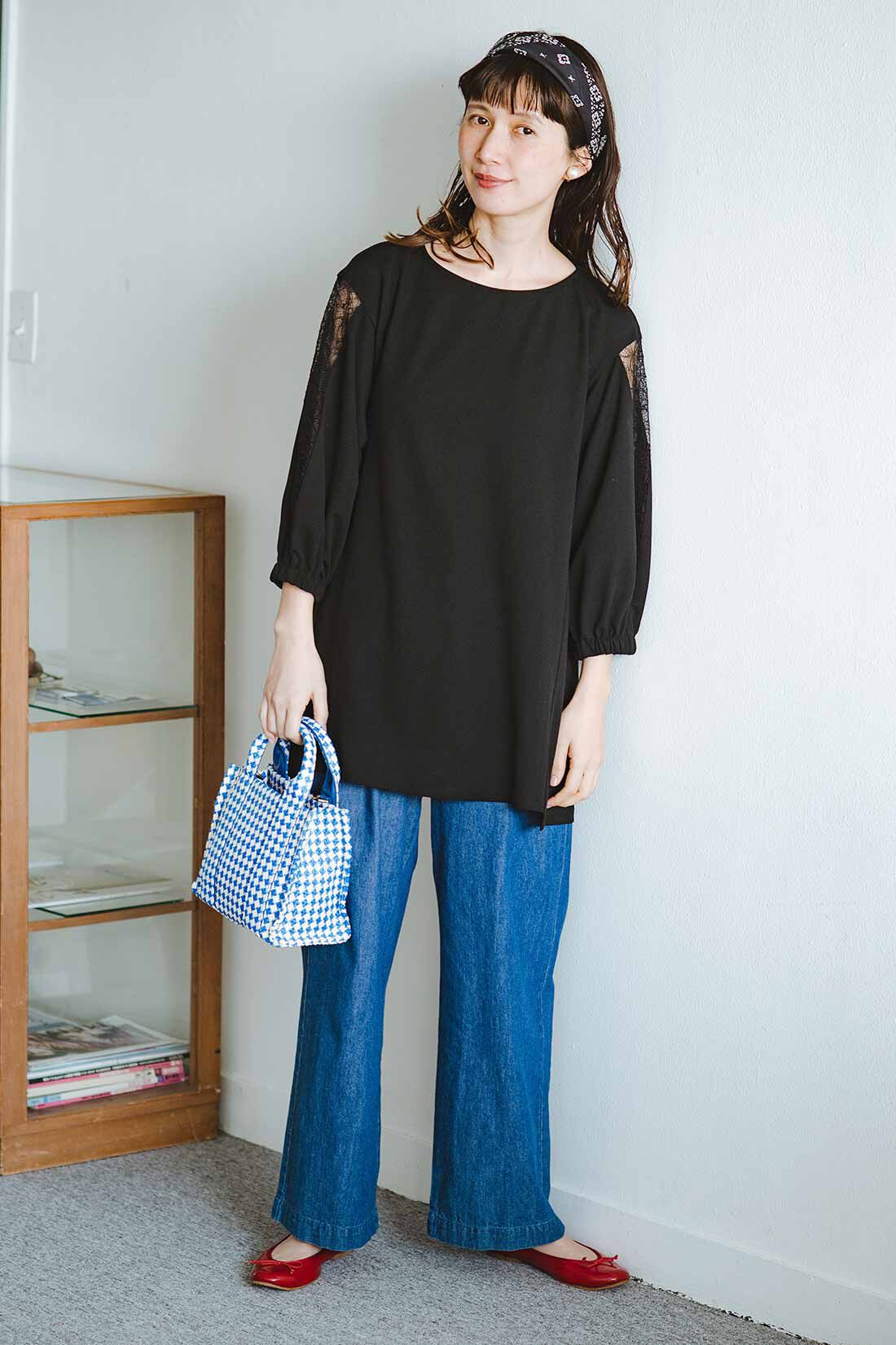 frauglatt［フラウグラット］|フラウグラット　上品な袖レース遣いできちんと決まる♪ 伸びやからくちんブラウスチュニックの会|OFFコーデ：こでかけも軽やかに簡単おめかし。