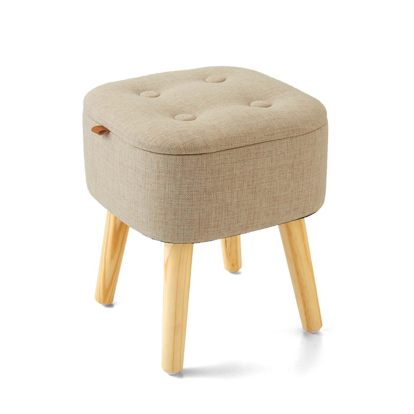 am＆be［アンビィ］|ａｍ＆ｂｅ　ポイポイ入れて目隠し お部屋になじむ収納スツール|クッション入りでほどよくやわらかな座り心地。さらりとした麻生地が上品でナチュラルな印象に。