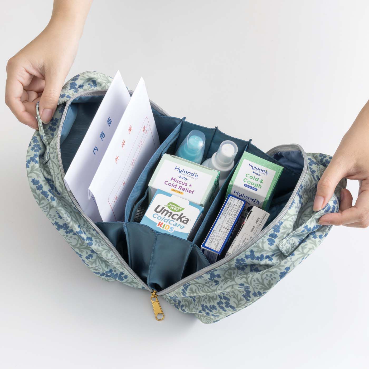 am&be|am＆be　アンティークフラワー 処方箋袋（せん）がきれいに片づいて見つけやすい大きめお薬箱ポーチの会