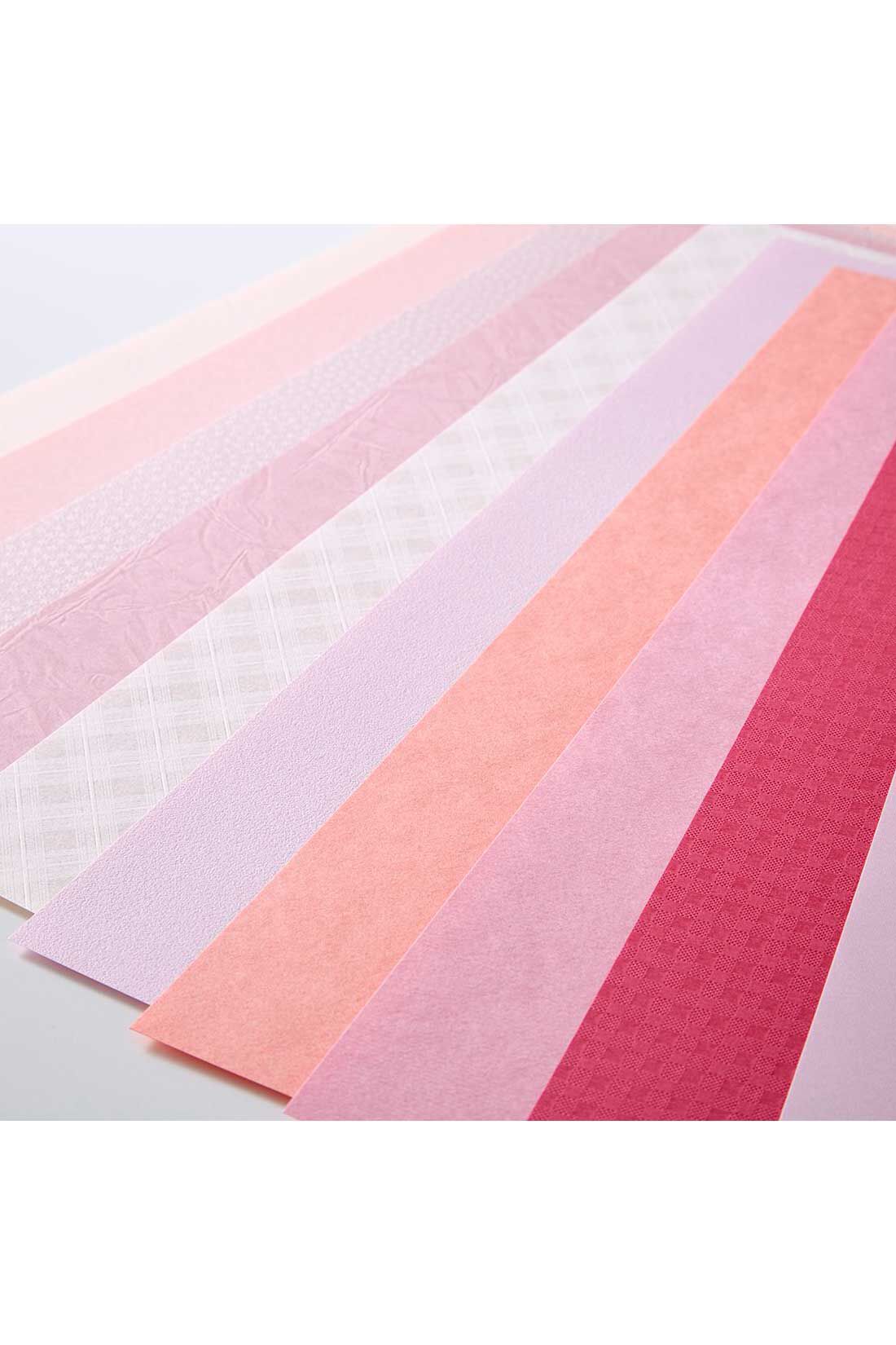 OSYAIRO|OSYAIRO 紙の専門商社竹尾が選ぶ　色を楽しむ紙セットの会〈桃〉|色味もいろいろ、地模様も楽しいです。