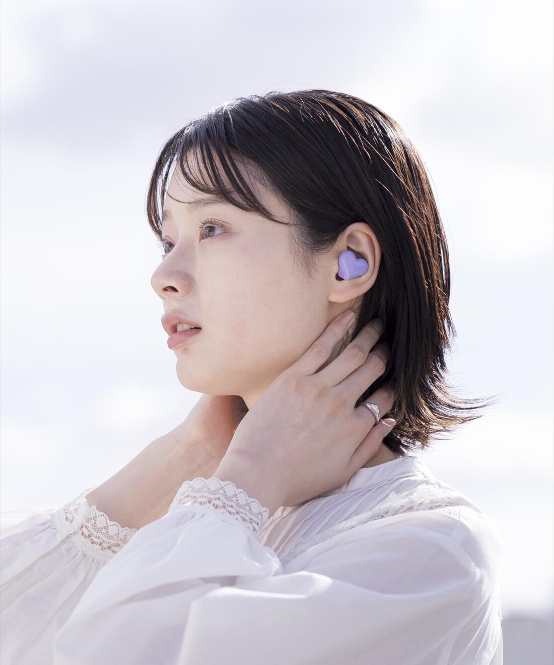 OSYAIRO|ケースカバー付き　ハート彩るモーヴなイヤホンHeartBuds〈パープル〉