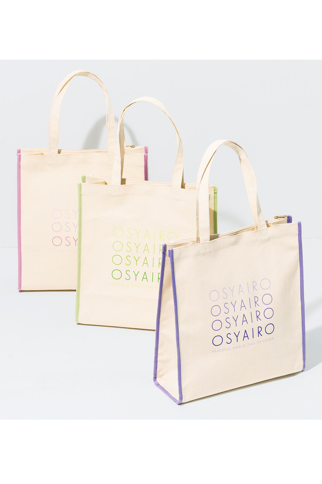 OSYAIRO|OSYAIRO　自立して便利！ うちわポケット付き ロゴトートバッグ〈グリーン〉