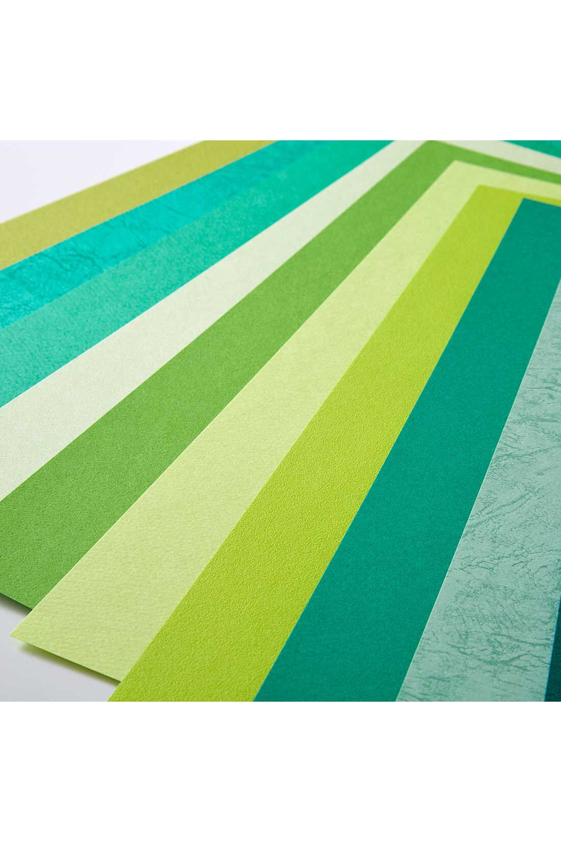 OSYAIRO|OSYAIRO 紙の専門商社竹尾が選ぶ　色を楽しむ紙セットの会〈緑〉|明るい緑や渋めの緑、青っぽい緑に黄色っぽい緑etc. 色の幅が広いのも緑の特徴です。