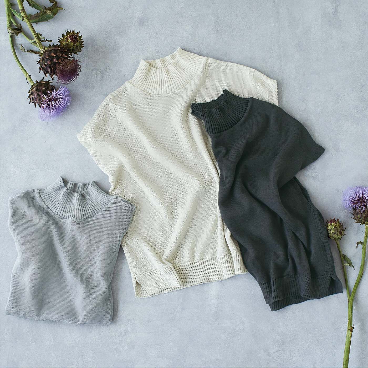 el:ment 首もとコットンシルクで編み立てた 羽衣みたいな重ね着