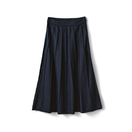 el:ment | 立体ライン編みプリーツ見え国産ニットスカート〈アイアンブルー〉