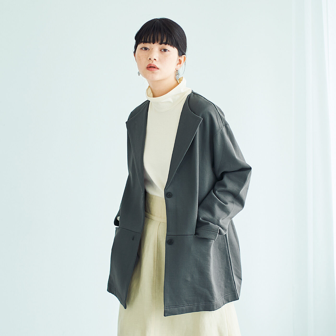 el:ment［エルメント］|Live love cotton（R）プロジェクト　el:ment　オーガニックコットンの軽やか仕立て　裏起毛　ジャケット見えカーディガンの会