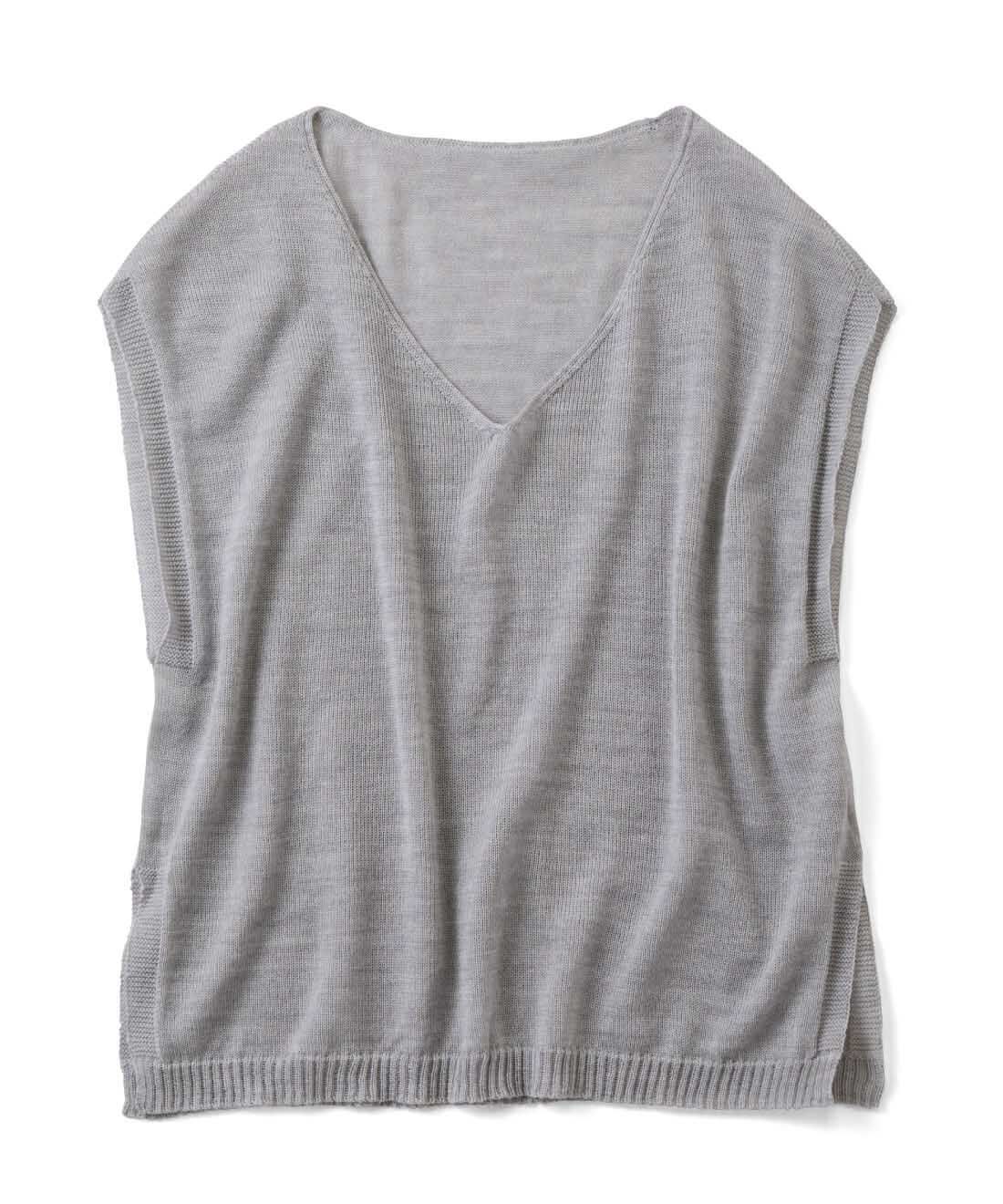 el:ment［エルメント］|el:ment　ホールガーメント（R）で編みたてた　ウール100％の軽やかＶネックニットベストの会|〈アッシュグレー〉