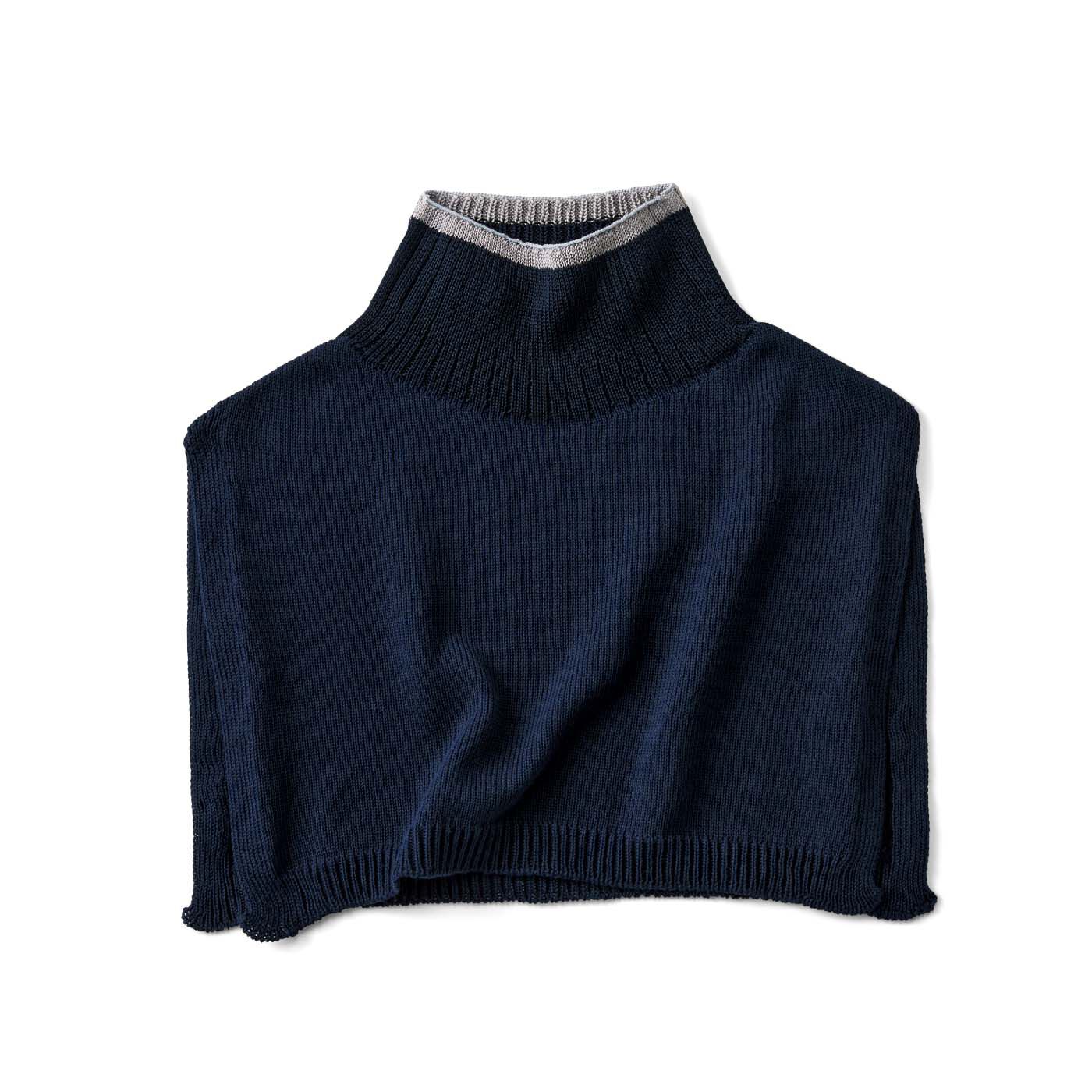 el:ment［エルメント］|大人の女史会×el:ment　首もとシルクたっぷり 好印象カラーの付けハイネックの会|〈 ネイビー×グレー〉