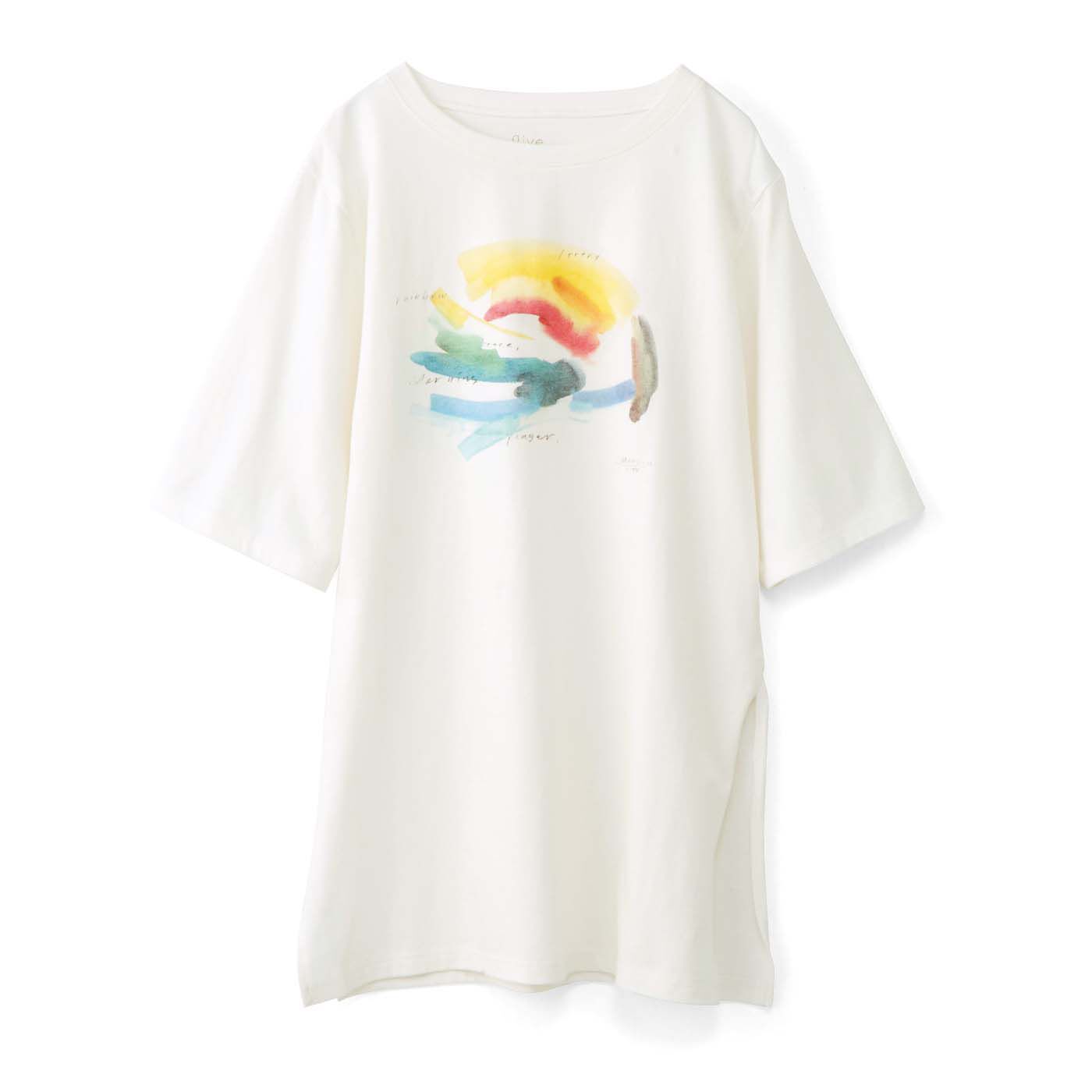 el:ment|Live love cottonプロジェクト　el:ment×Naomi Ito　平和を願う美しい彩り のびやかオーガニックコットン スリット入りロングTシャツの会|〈朝日の虹〉