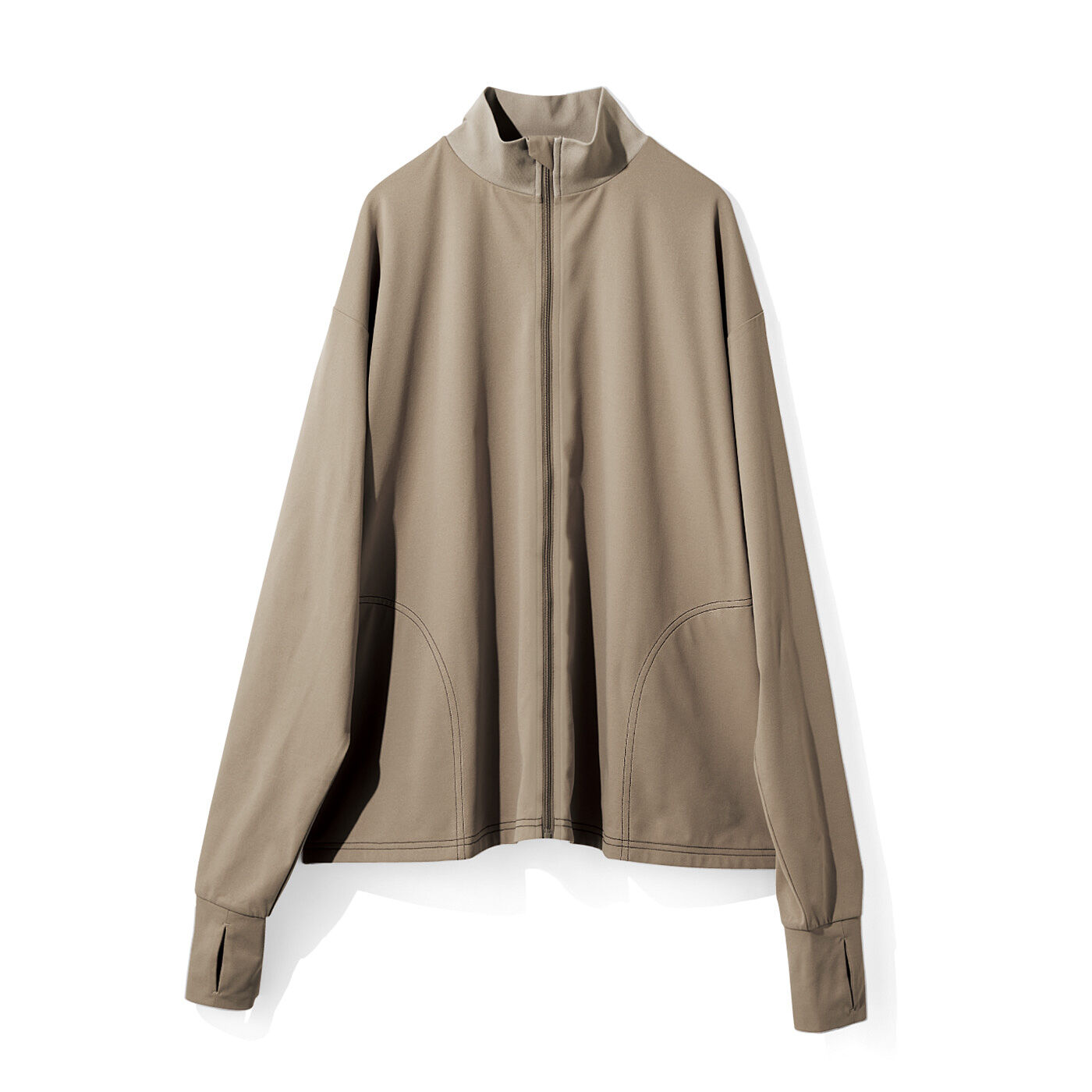 el:ment［エルメント］|el:ment　日常から水辺まで　ラッシュガード素材のハイネックフルジップジャケット〈UV対策/吸水速乾/抗菌防臭〉の会|〈グレージュ〉