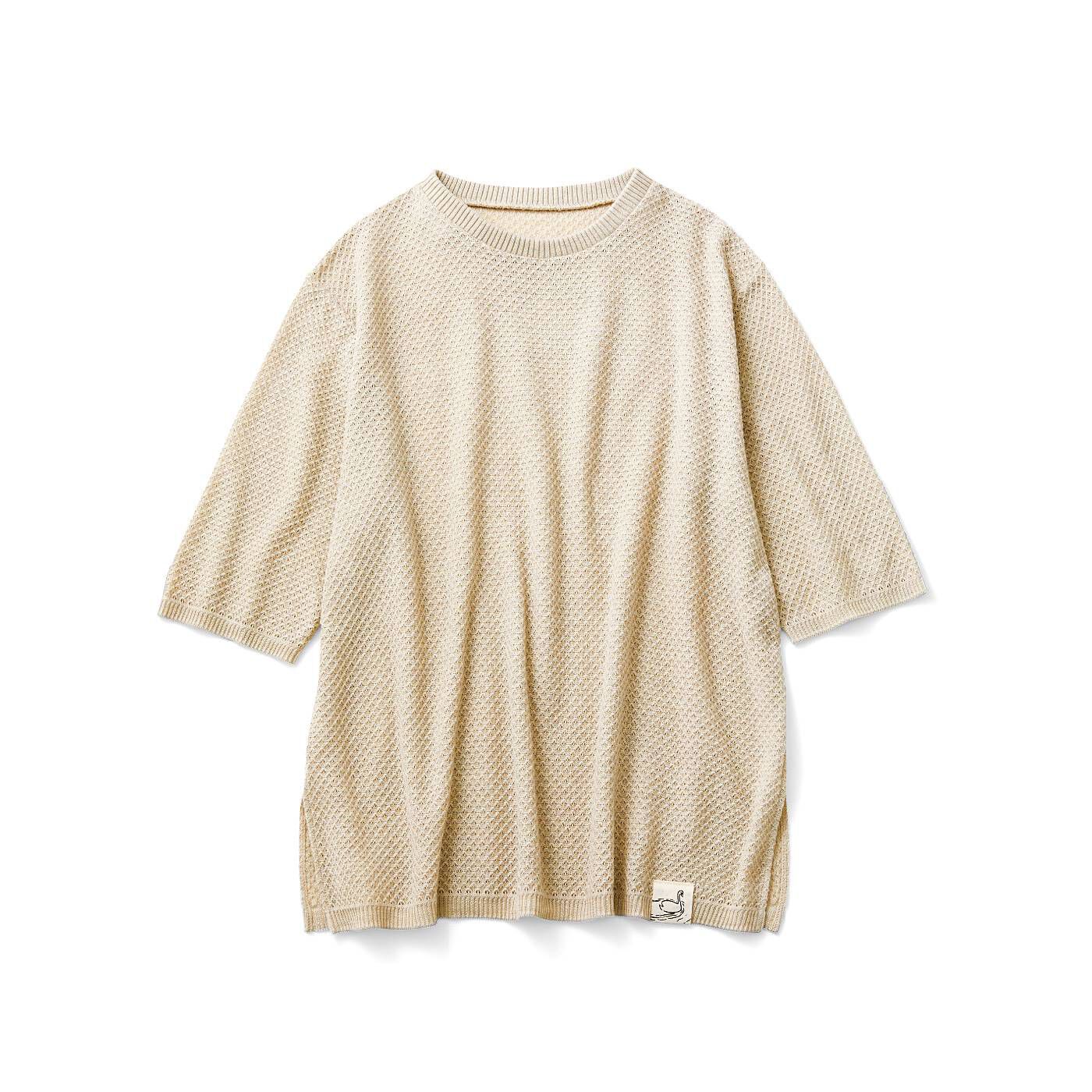 SAANA JA OLLI [サーナヤオッリ]|サーナ ヤ オッリ　風を感じるほどよい透け感　オーガニックコットン混のタック鹿の子（かのこ）編みニットトップスの会|〈ペールモカベージュ〉