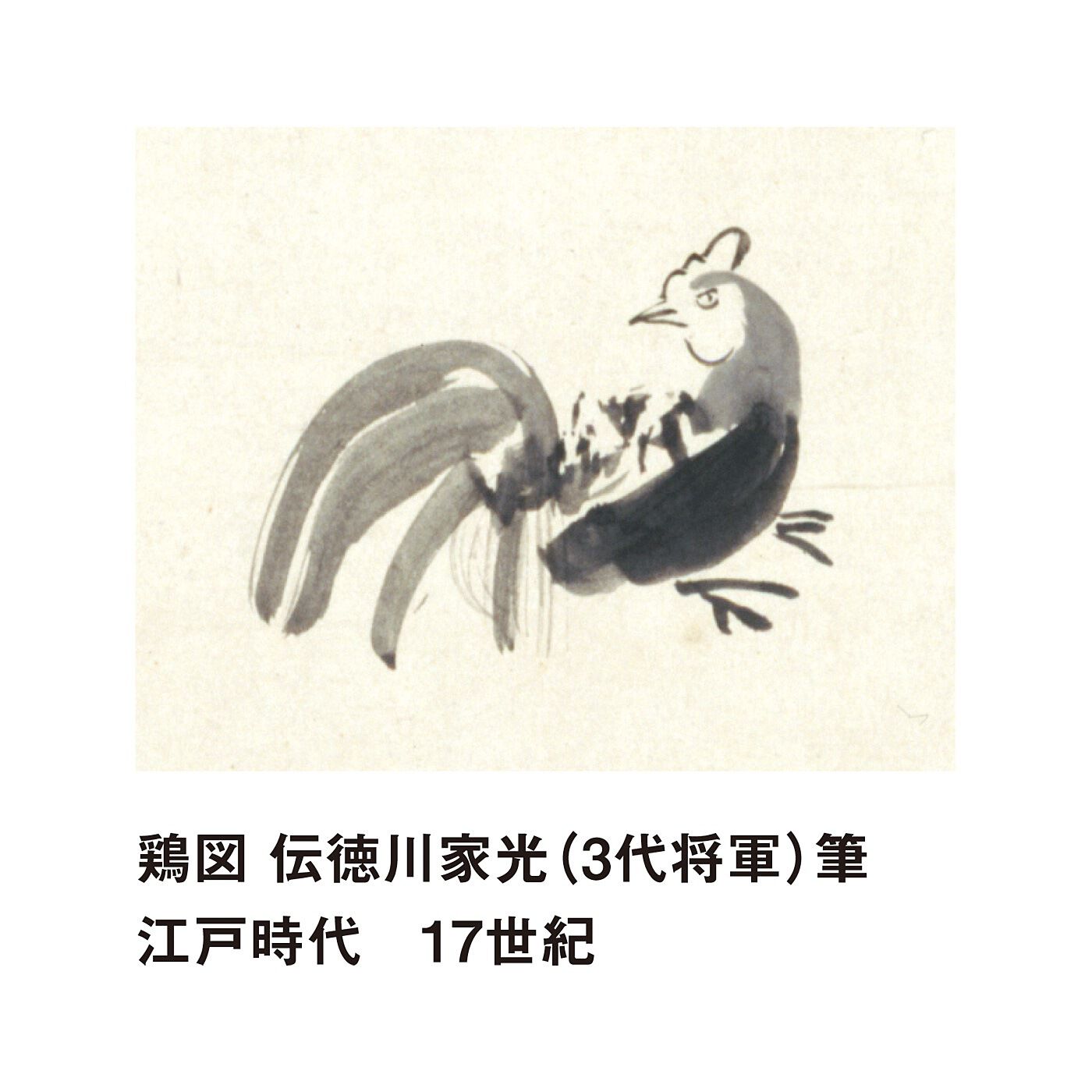ミュージアム部|徳川美術館×ミュージアム部　上さまが描いたと伝わるゆるかわの世界　徳川家光筆鶏図ポーチ|家光は幕府御用絵師に手ほどきを受けたとされるが、創造性のある独特な絵を描いた。「鶏図」は素朴な作風で、味のある作品の中のひとつ。