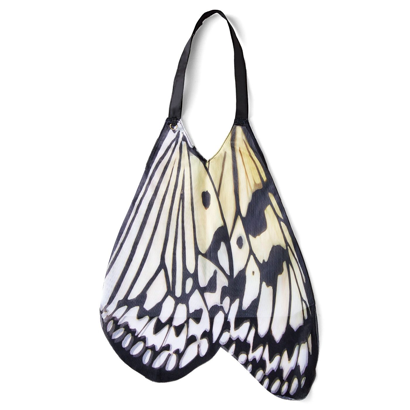 ミュージアム部|ミュージアム部　神秘的な蝶の誕生を再現した　バタフライエコバッグ＆サナギポーチ〈オオゴマダラ〉|ポーチを取り付けるループ付き。