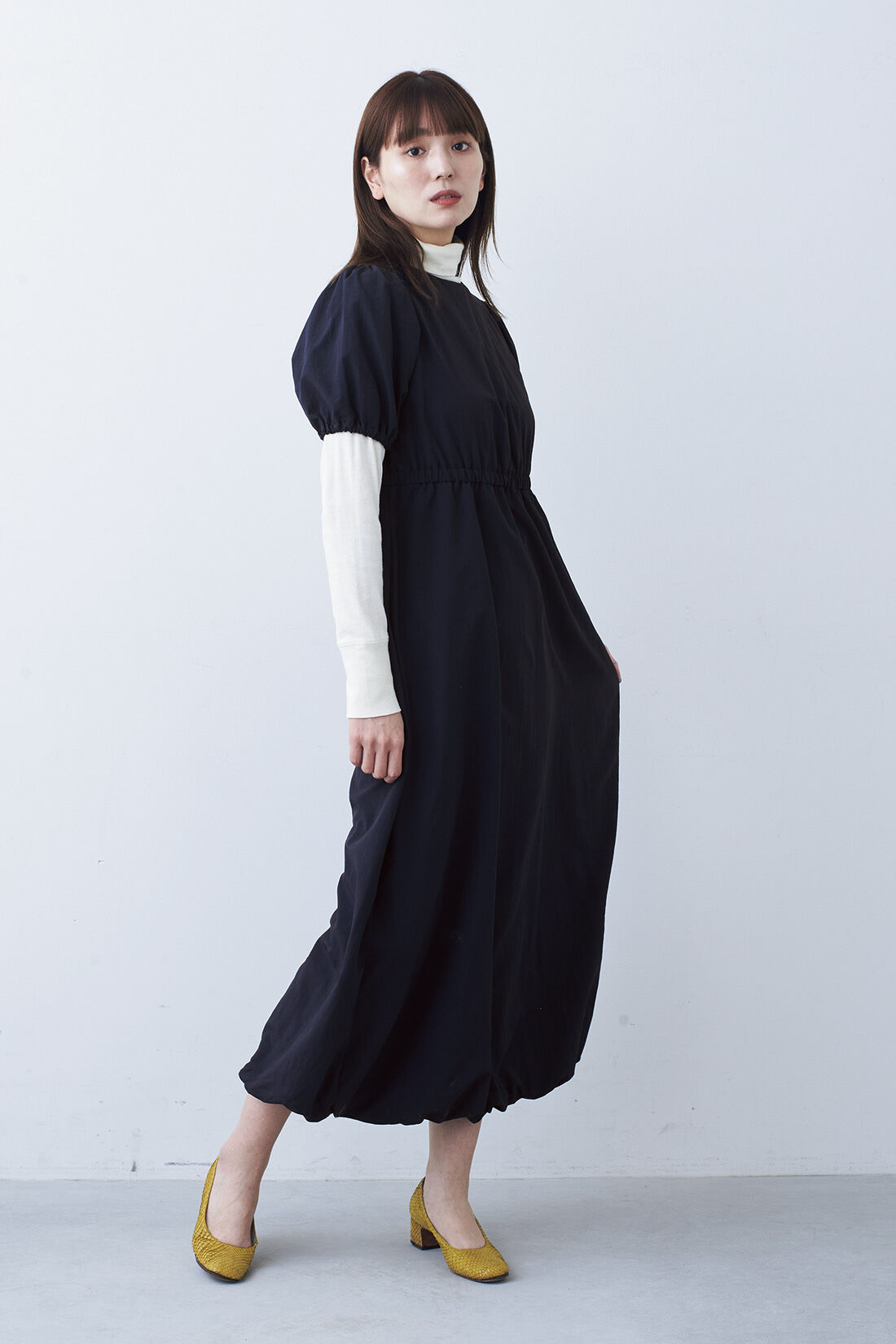 MonthlyBOX|バルーンヘムワンピース〈ネイビー〉|モデル身長：168cm　Mサイズ着用