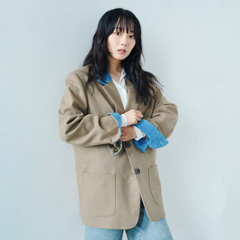 フェリシモファッションニュース | NYLON33 デニム 切り替え オーバーサイズジャケット