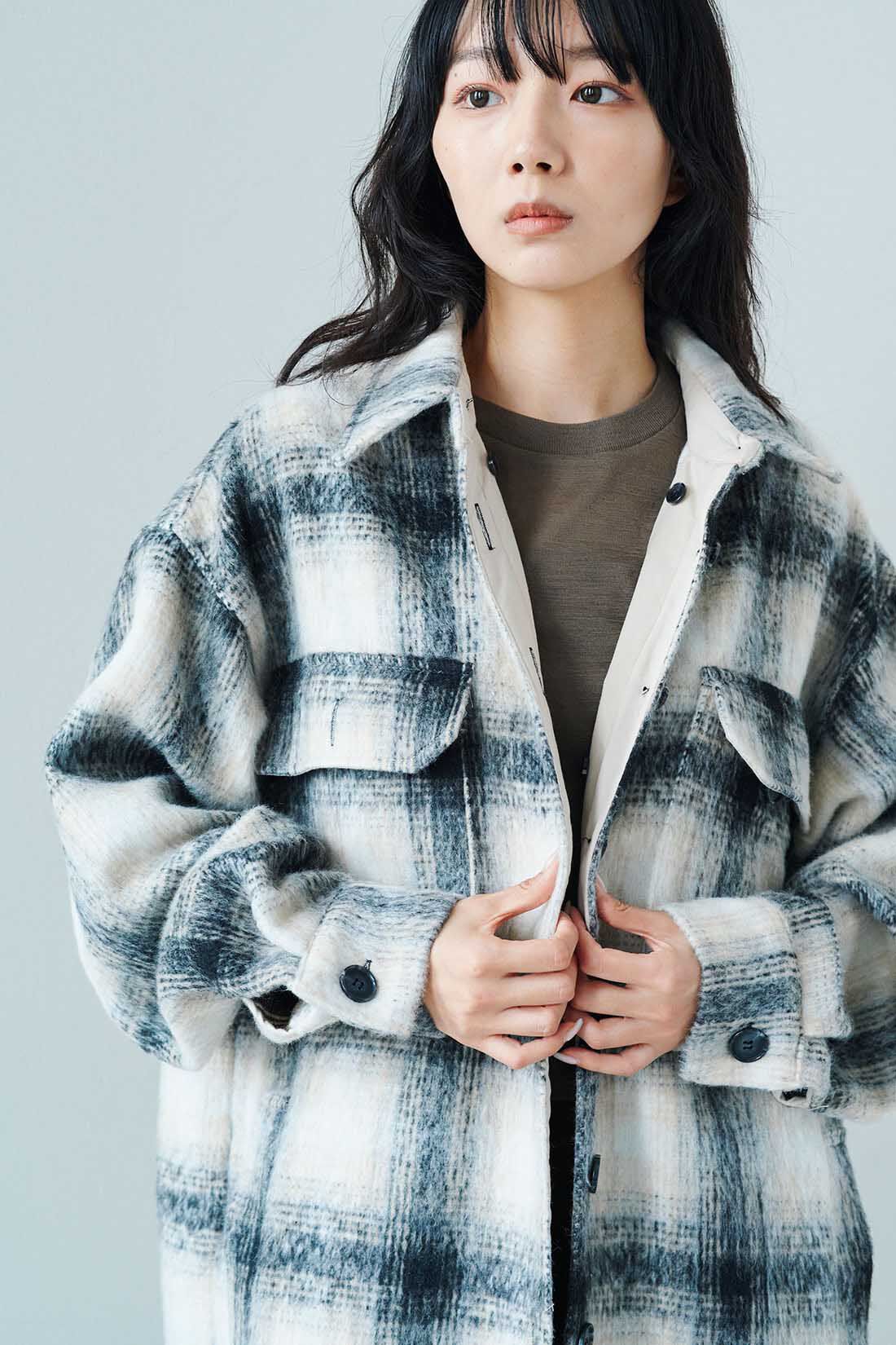 フェリシモファッションニュース|韓国セレクト artisover　ライナー付きビックシャギーチェックシャツコート【WEB LIMITED ITEMS】