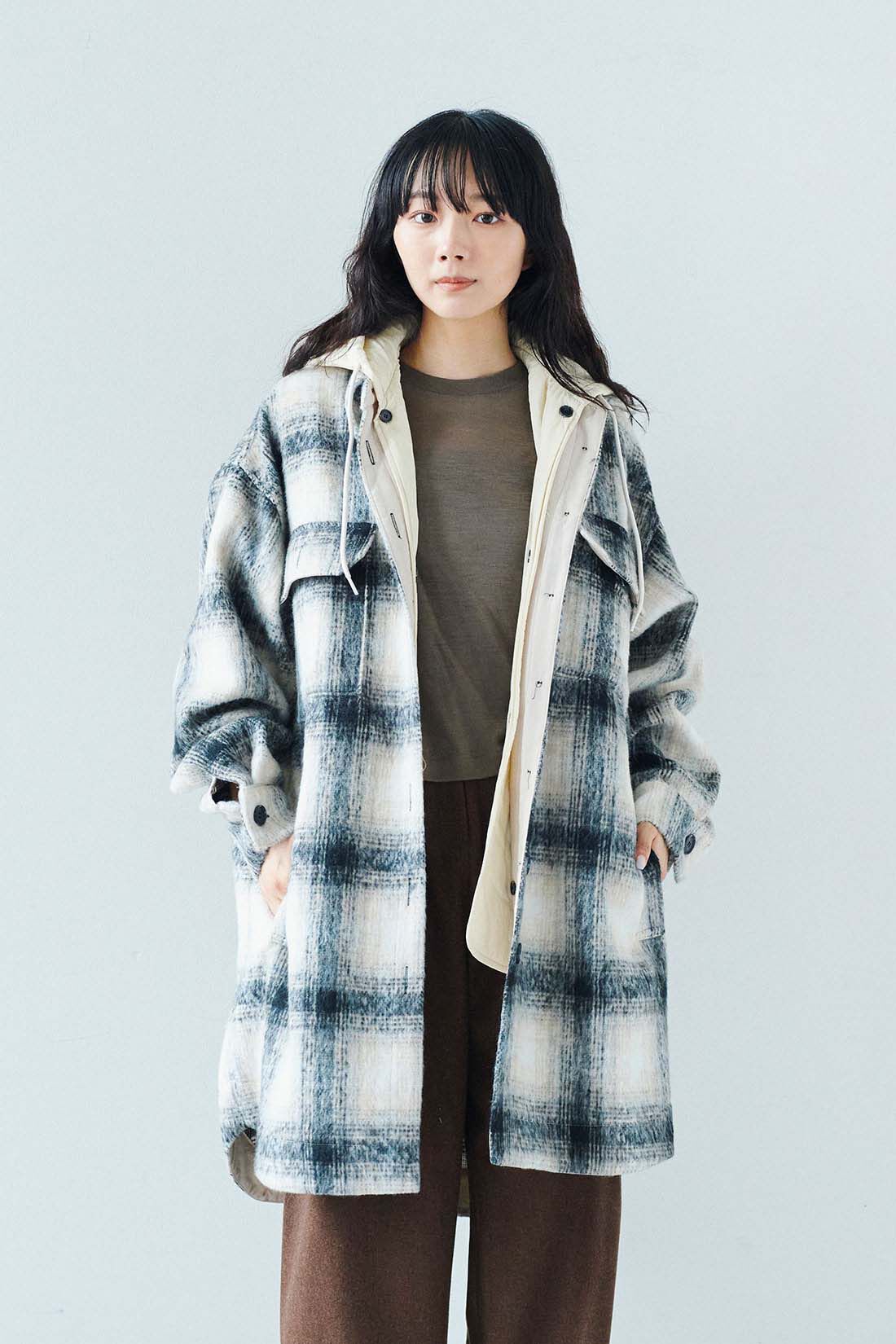 フェリシモファッションニュース|韓国セレクト artisover　ライナー付きビックシャギーチェックシャツコート【WEB LIMITED ITEMS】