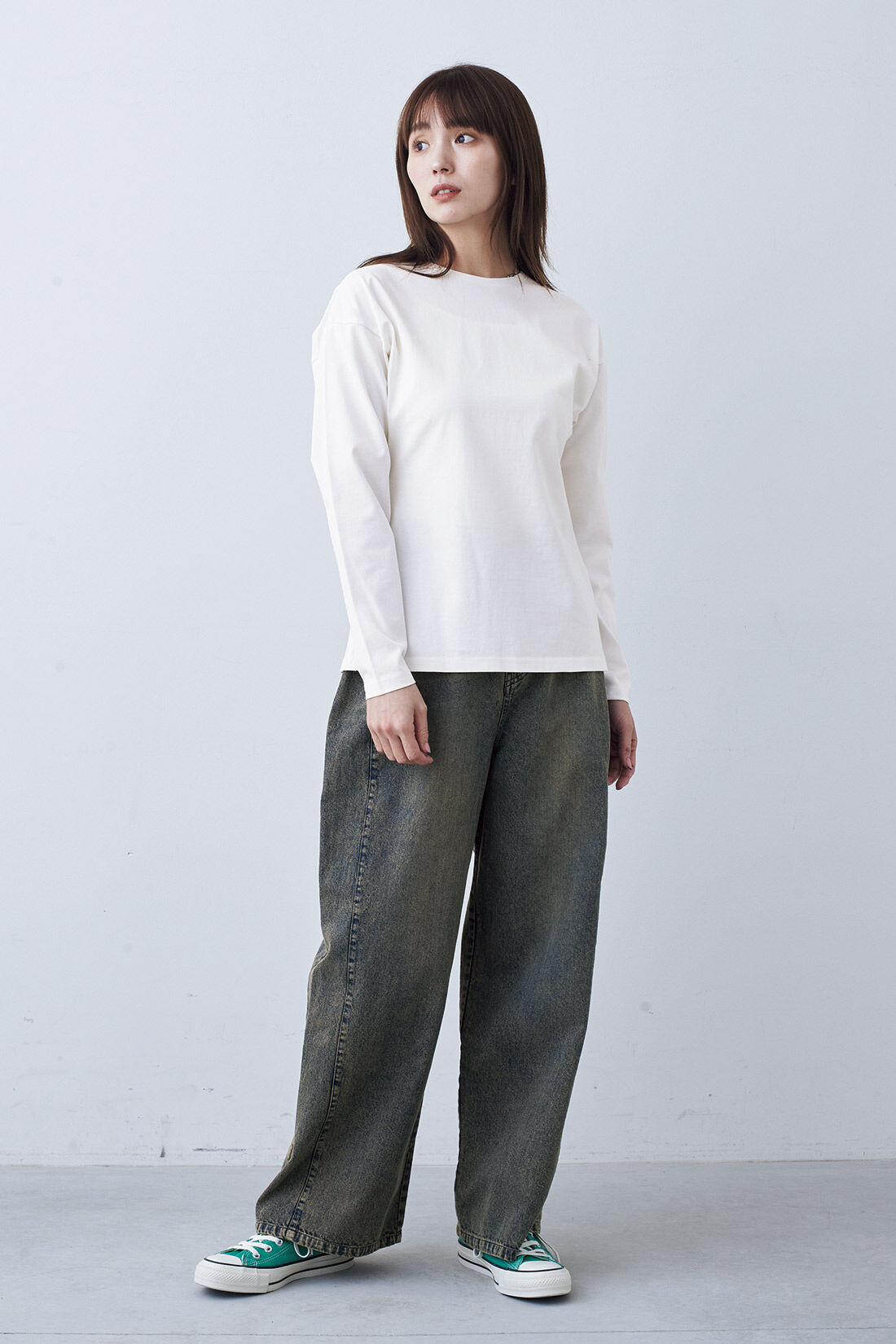 MonthlyBOX|ウエストシェイプロングＴシャツの会|モデル身長：168cm　Mサイズ着用