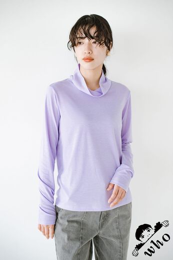 haco!［ハコ］ | 軽やか素材タートルネックカットソートップス〈ラベンダー〉