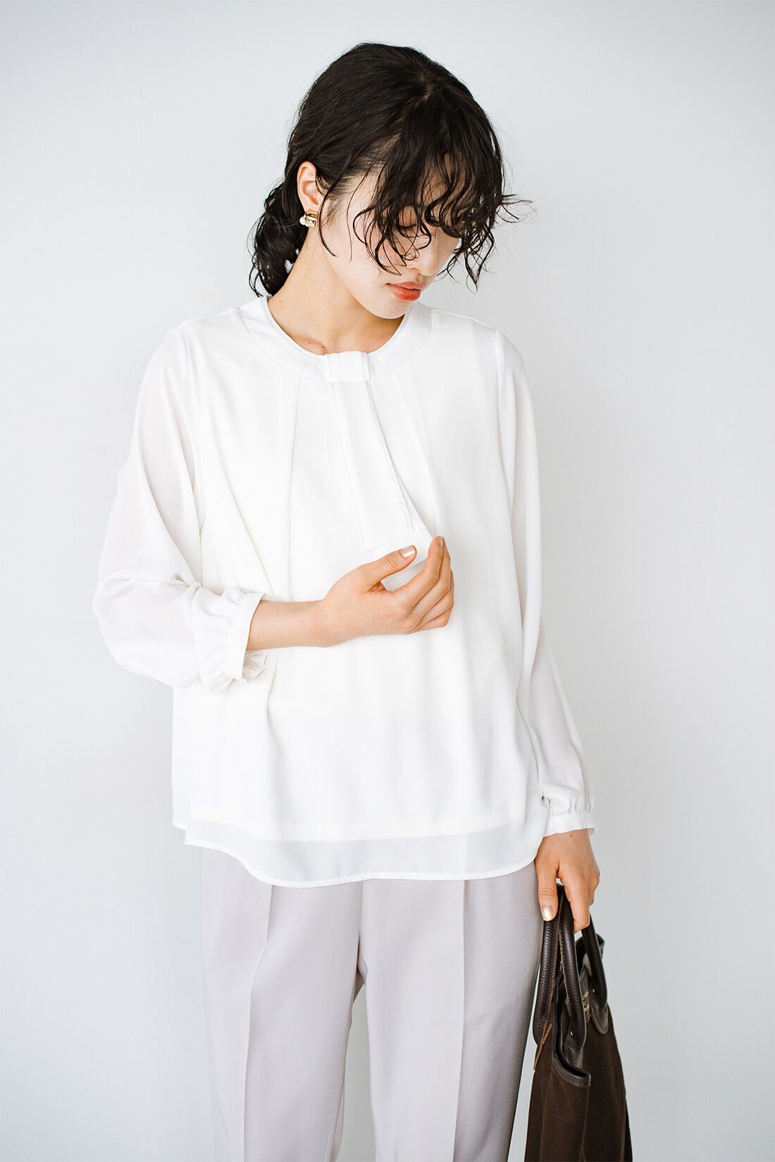ANNA LUNA シフォンジョーゼットボウタイブラウス｜haco![ハコ