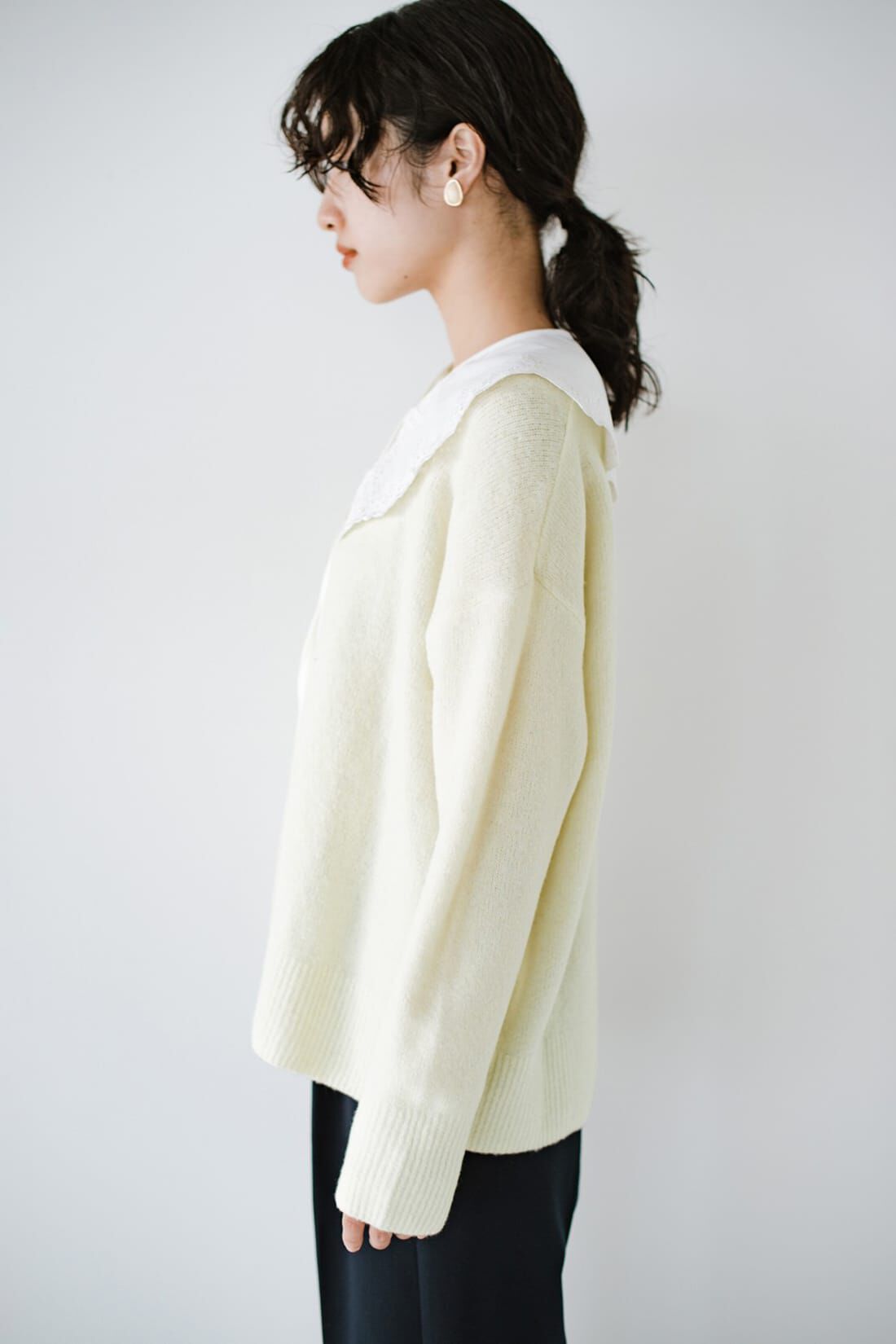 haco!|haco!　 取り外し自在！シンプルにも今っぽくも着られて便利な大人の衿付きニット by quemademe〈アイボリー〉