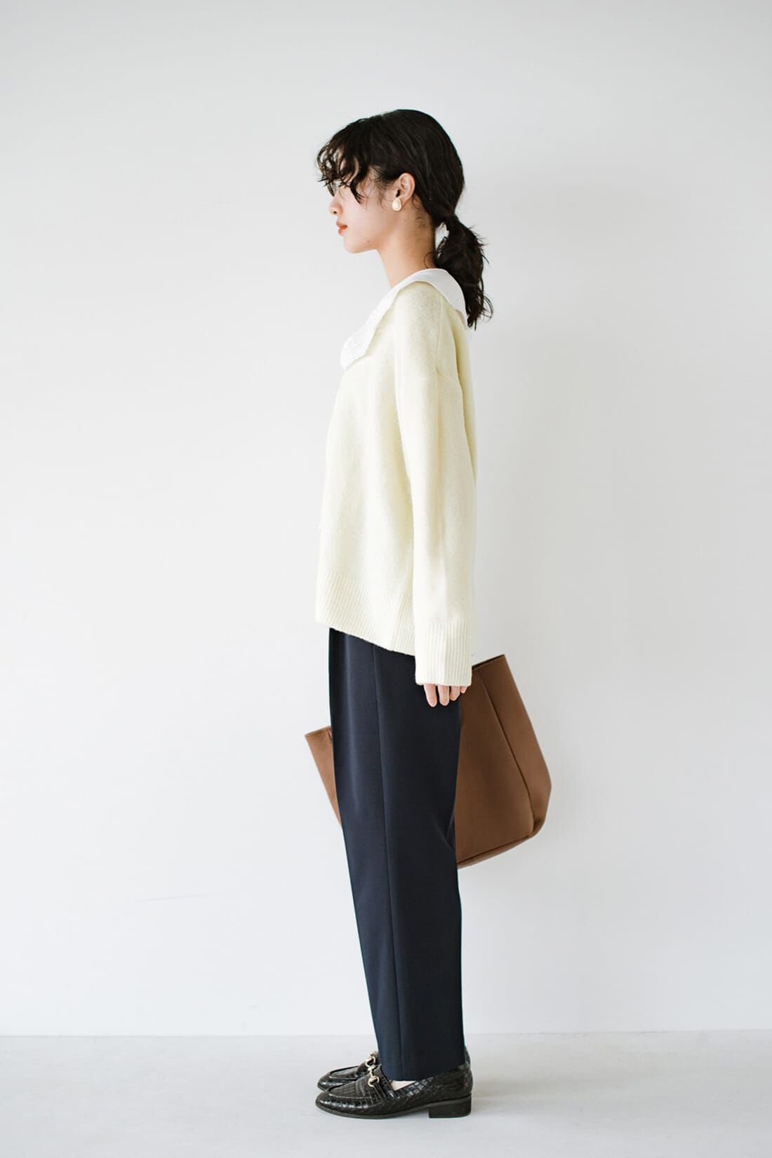 haco!|haco!　 取り外し自在！シンプルにも今っぽくも着られて便利な大人の衿付きニット by quemademe〈アイボリー〉