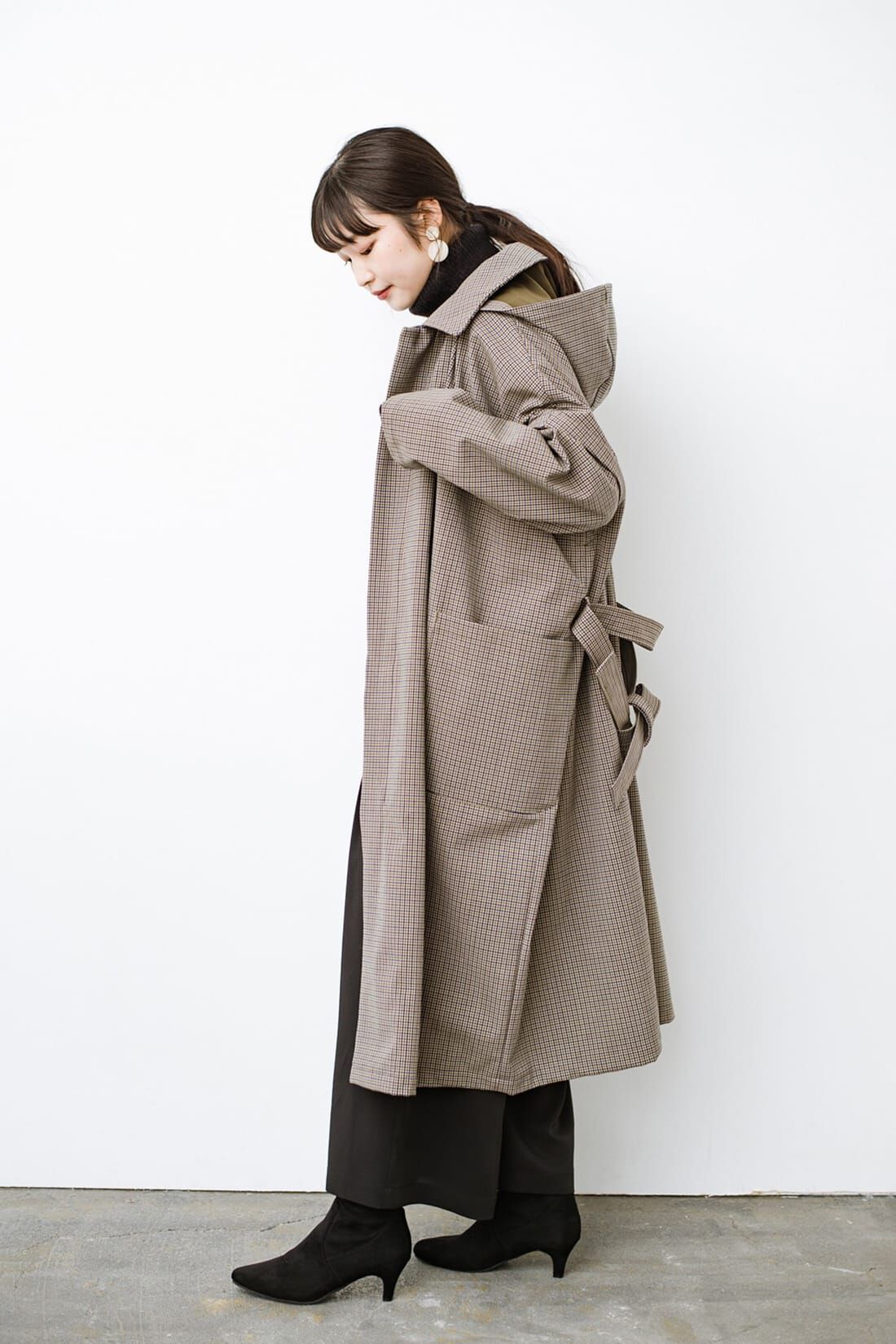 haco!［ハコ］|Ｆ／ＣＥ． CHECK BONDING STAND FALL COLLAR CT〈ベージュ系その他〉