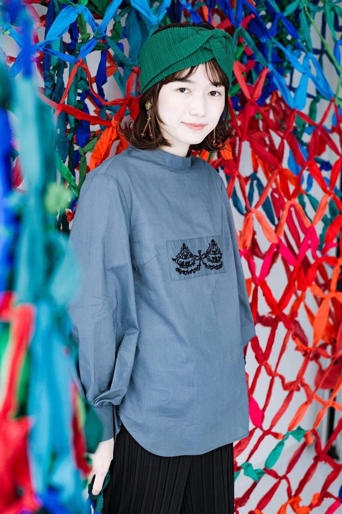 ｈａｃｏ！　上品な刺繍がまるでレースのよう　オーガニックコットンの袖ぽんわりブラウス　ｆｒｏｍ　Ｓｔｉｔｃｈ　ｂｙ　Ｓｔｉｔｃｈ