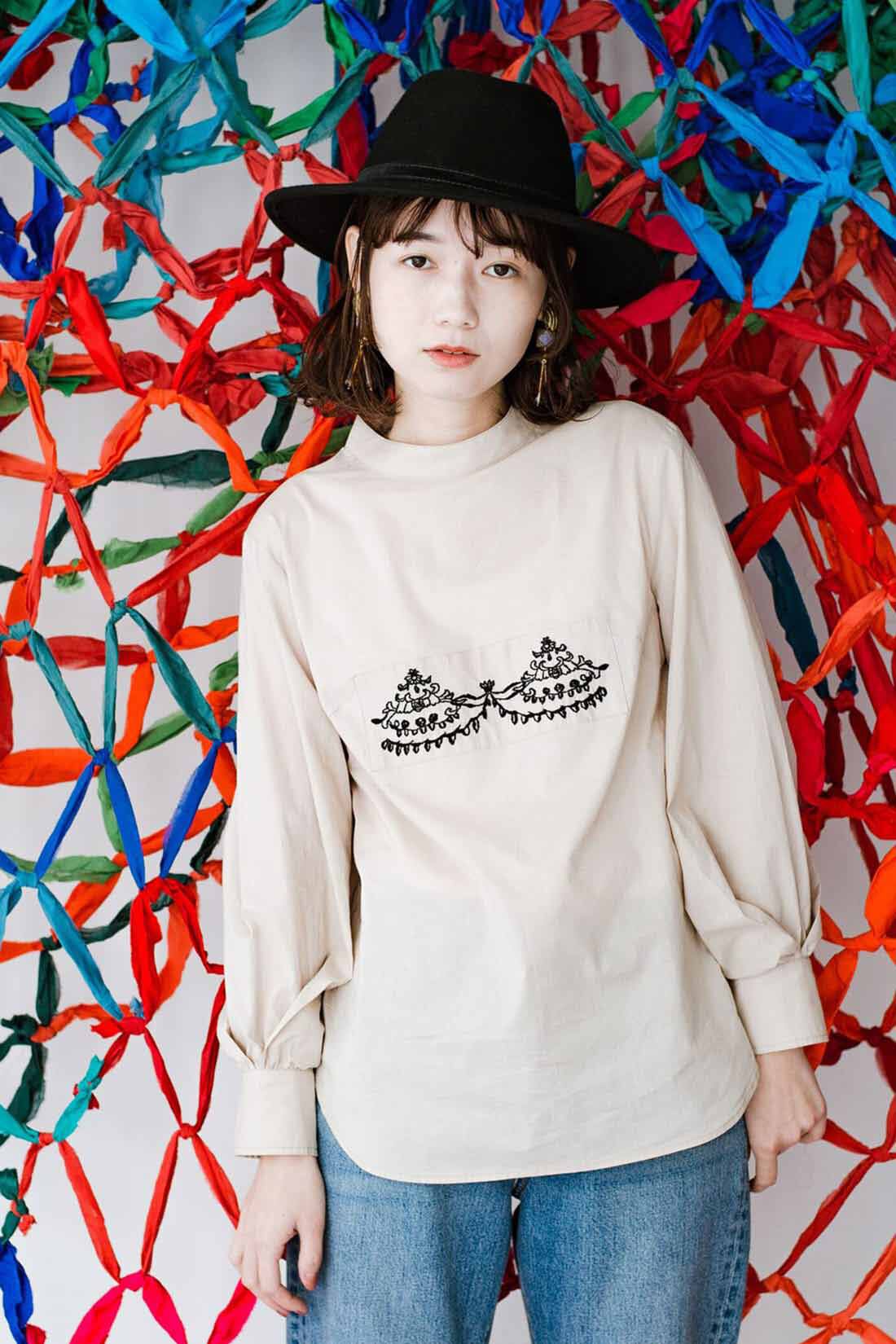 ｈａｃｏ！　上品な刺繍がまるでレースのよう　オーガニックコットンの袖ぽんわりブラウス　ｆｒｏｍ　Ｓｔｉｔｃｈ　ｂｙ　Ｓｔｉｔｃｈ