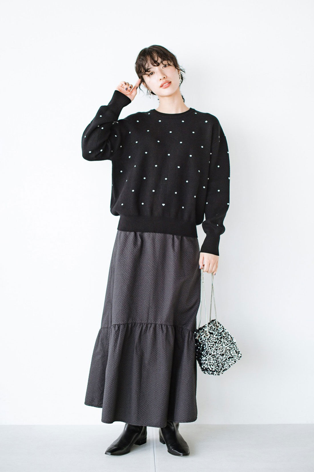 haco!|ｈａｃｏ！ 水玉にハートを忍ばせてみた！秘密の仕掛けがにくいドットニット ｈａｃｏ！ ＦＡＣＴＯＲＹ ｗｉｔｈ ａｈ〈ａｔｔａｃｈ ｈｅａｒｔ〉！〈ブラック〉