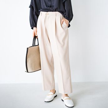 haco! | 強撚ストレッチベルト付バレルパンツ〈ベージュ〉