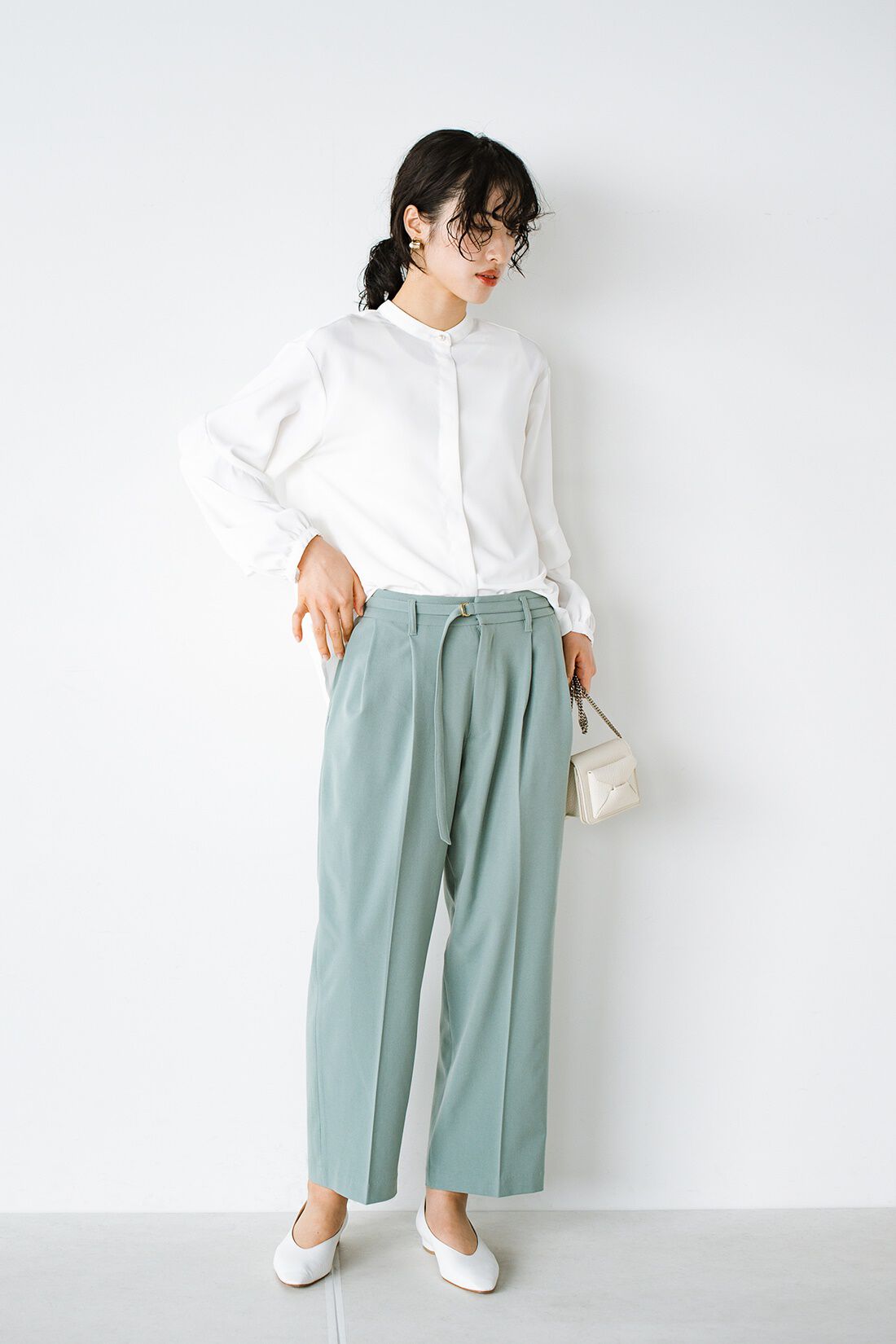 ANNA LUNA　強撚ストレッチベルト付バレルパンツ