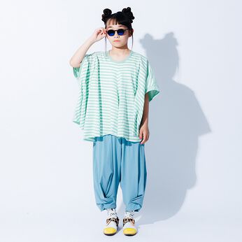 haco! | ヘムダブルタックパンツ(キッズ)〈ライトブルー〉