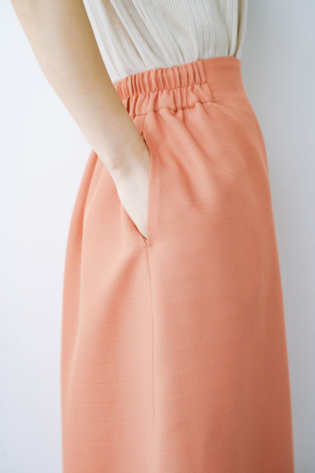 haco!|ｈａｃｏ！ これさえあればきれいなお姉さんになれそうな気がする 麻調素材のきれいめラップ風スカート〈オレンジ〉