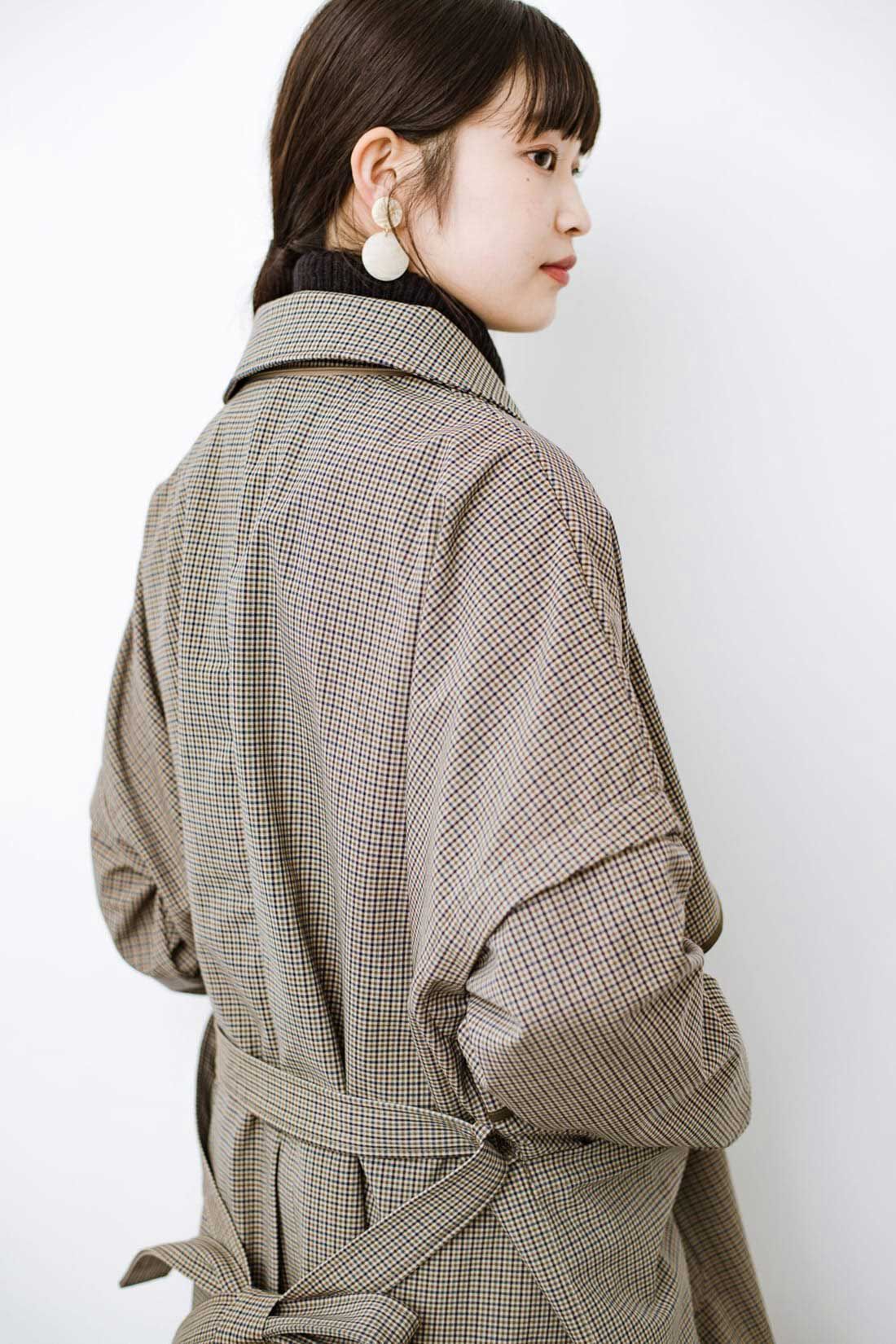 haco!［ハコ］|Ｆ／ＣＥ． CHECK BONDING STAND FALL COLLAR CT〈ベージュ系その他〉