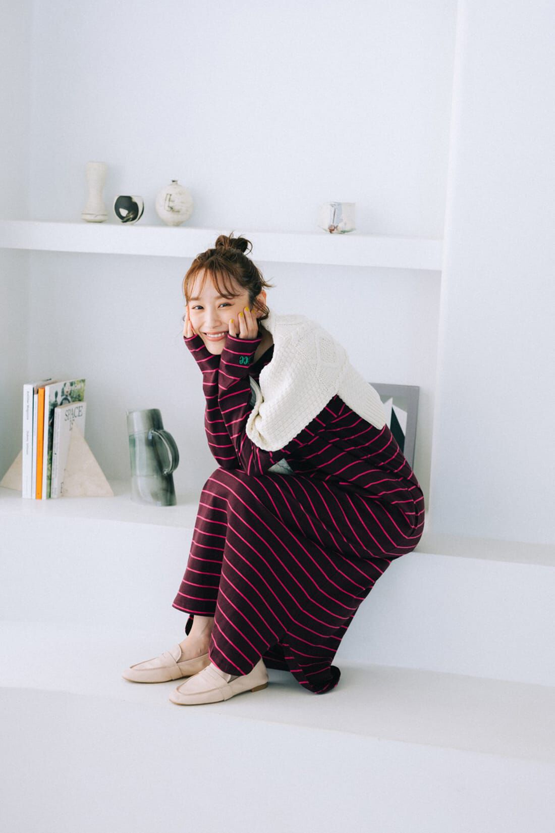 haco!［ハコ］|ｈａｃｏ！ 「リラックスしよ」とわたしに声かけたい日の気を抜きながら気を抜かないＴＷＯ−ＰＩＥＣＥ（１．ボーダーワンピース ２．ベスト）ｂｙ ＬＯＶＥ＆ＰＥＡＣＥ ＰＲＯＪＥＣＴ〈ブラウン×ピンク〉