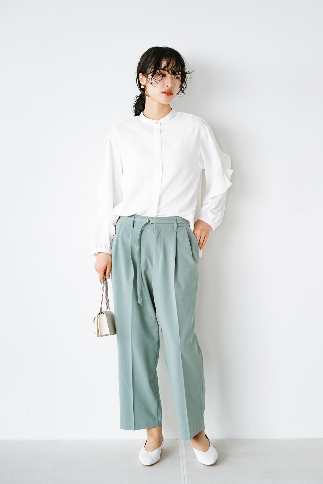 ANNA LUNA　強撚ストレッチベルト付バレルパンツ