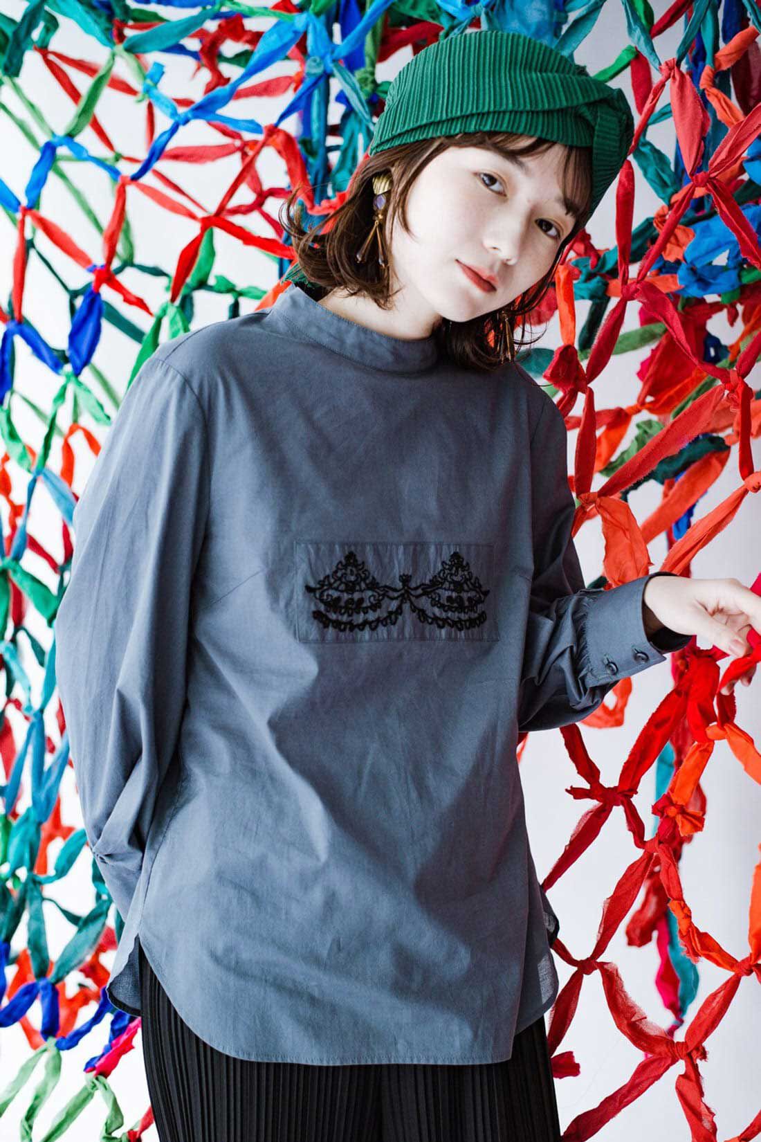 haco!［ハコ］|ｈａｃｏ！　上品な刺繍がまるでレースのよう　オーガニックコットンの袖ぽんわりブラウス　ｆｒｏｍ　Ｓｔｉｔｃｈ　ｂｙ　Ｓｔｉｔｃｈ