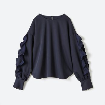 haco!［ハコ］ | 華やぐひらひら袖トップス〈ネイビー〉