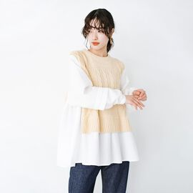 haco! | 重ね着みたいに見えるドッキングトップス〈アイボリー〉