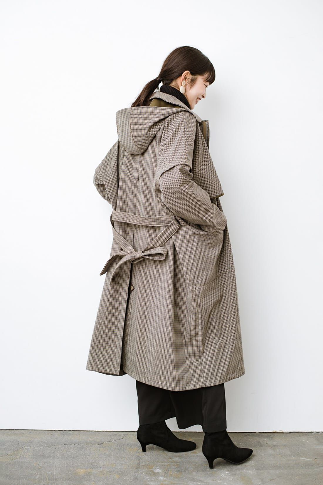 haco!［ハコ］|Ｆ／ＣＥ． CHECK BONDING STAND FALL COLLAR CT〈ベージュ系その他〉