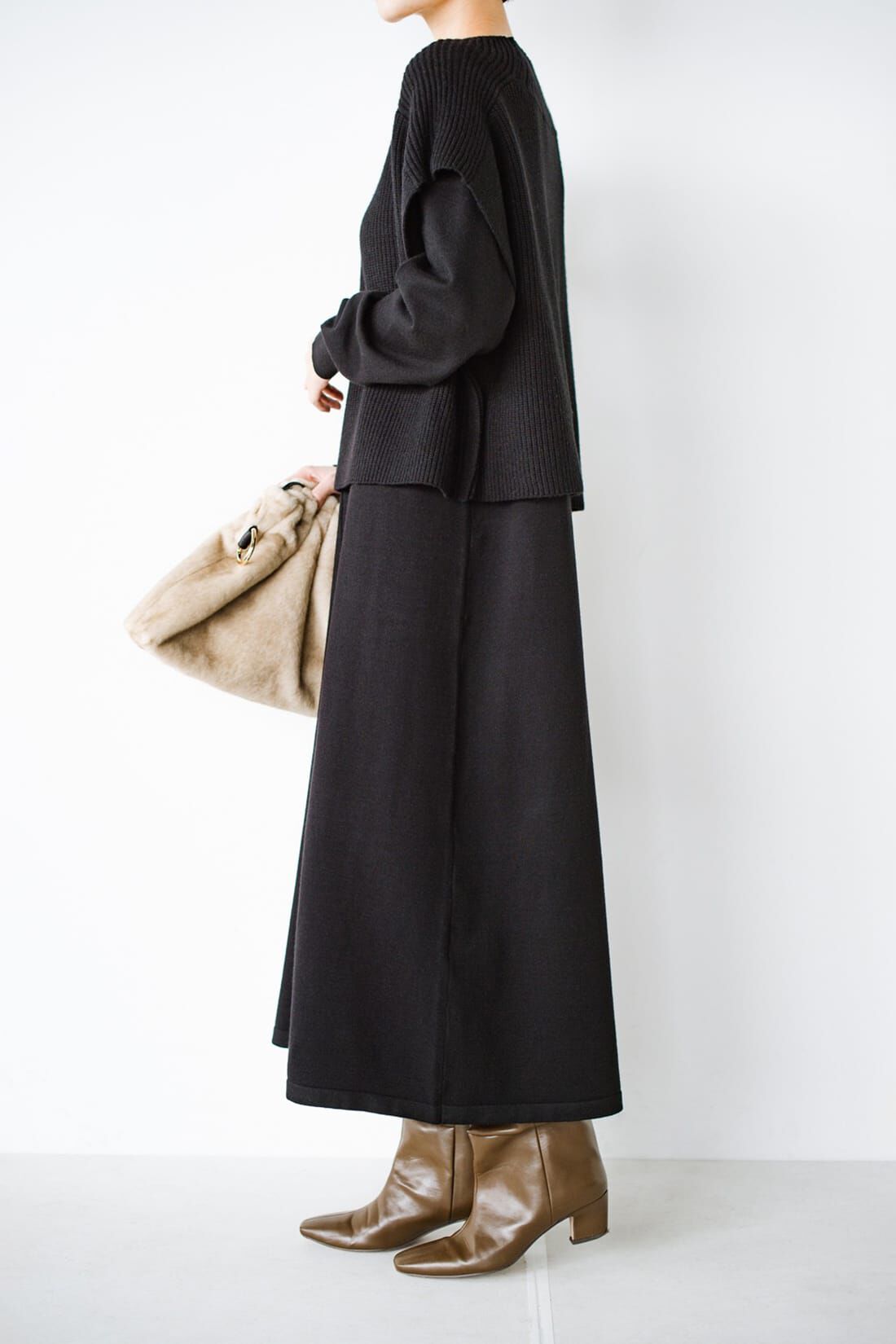 ハイネックベスト×ワンピース 2点セット ANNALUNA アンナルナ ニットワンピース ニットワンピ ニット 通勤 オフィス M Mサイズ L Lサイズ レディース レディス ミセス 体型カバー 秋 冬 ママ こ6