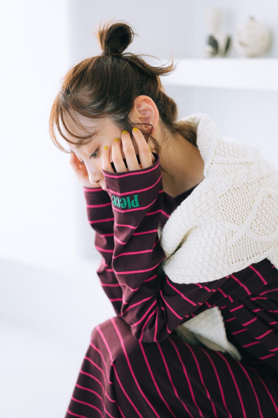 haco!［ハコ］|ｈａｃｏ！ 「リラックスしよ」とわたしに声かけたい日の気を抜きながら気を抜かないＴＷＯ−ＰＩＥＣＥ（１．ボーダーワンピース ２．ベスト）ｂｙ ＬＯＶＥ＆ＰＥＡＣＥ ＰＲＯＪＥＣＴ〈ブラウン×ピンク〉