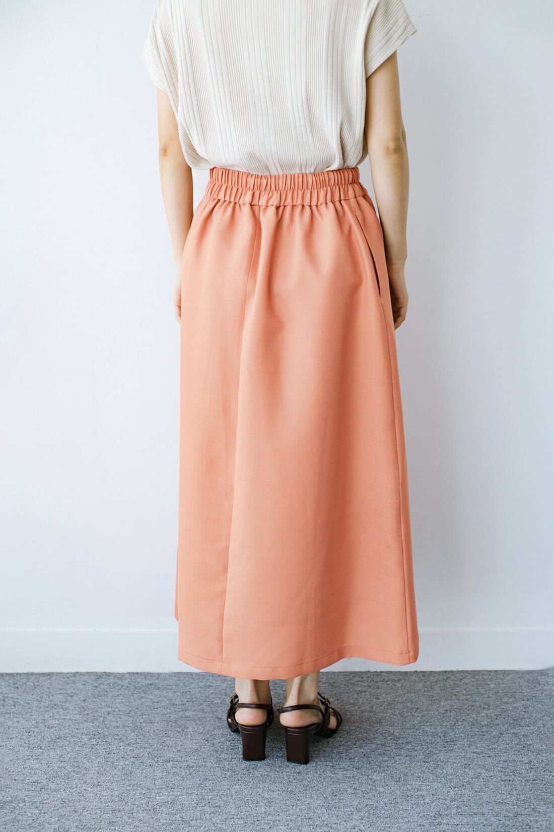haco!|ｈａｃｏ！ これさえあればきれいなお姉さんになれそうな気がする 麻調素材のきれいめラップ風スカート〈オレンジ〉