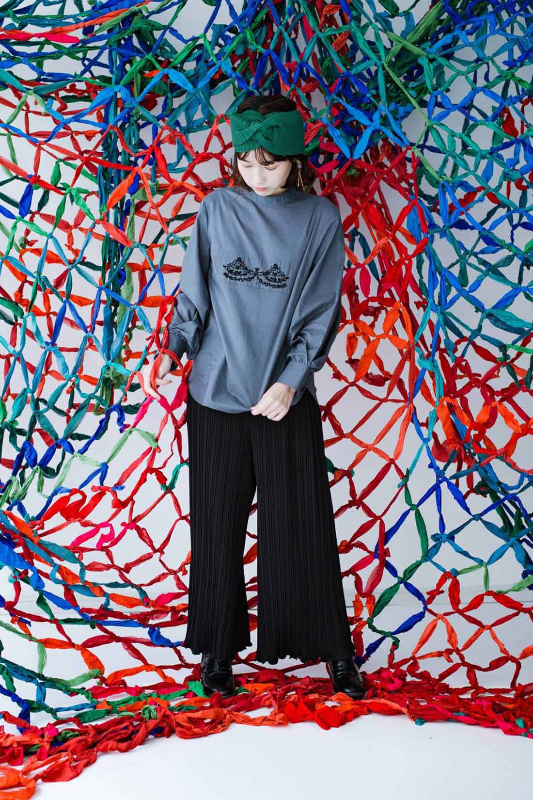 haco!［ハコ］|ｈａｃｏ！　上品な刺繍がまるでレースのよう　オーガニックコットンの袖ぽんわりブラウス　ｆｒｏｍ　Ｓｔｉｔｃｈ　ｂｙ　Ｓｔｉｔｃｈ
