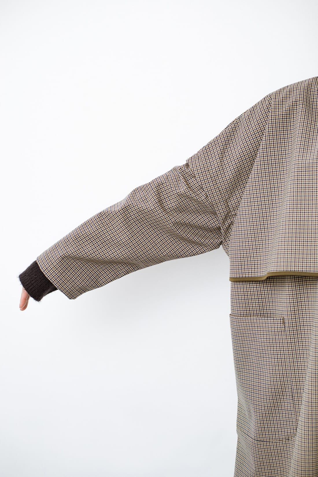 haco!［ハコ］|Ｆ／ＣＥ． CHECK BONDING STAND FALL COLLAR CT〈ベージュ系その他〉