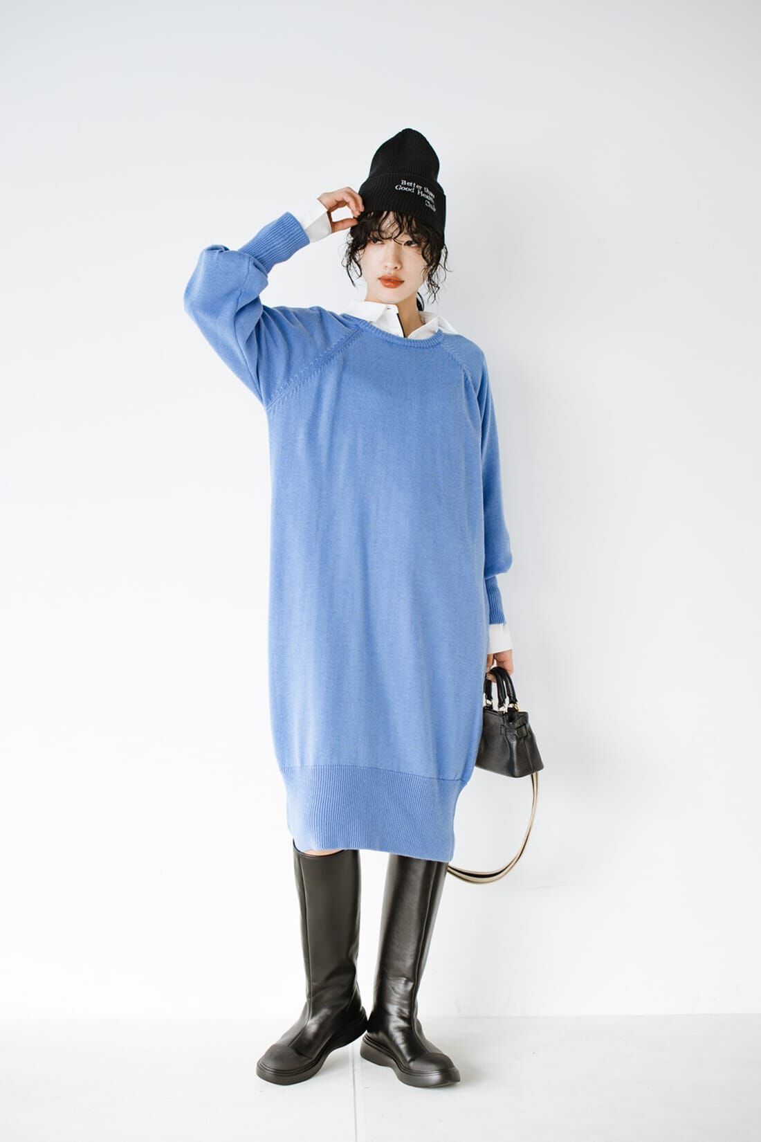 haco!|ｈａｃｏ！　昔憧れていた凛と背筋の伸びた自信に溢れた大人へ近づくニットワンピース〈ブルー〉