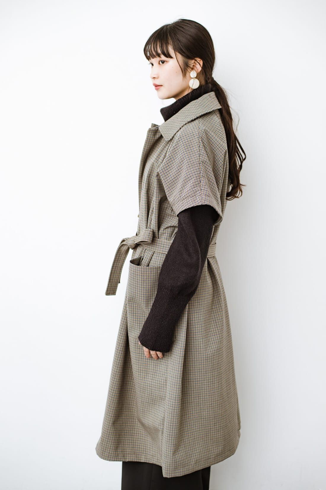 haco!［ハコ］|Ｆ／ＣＥ． CHECK BONDING STAND FALL COLLAR CT〈ベージュ系その他〉