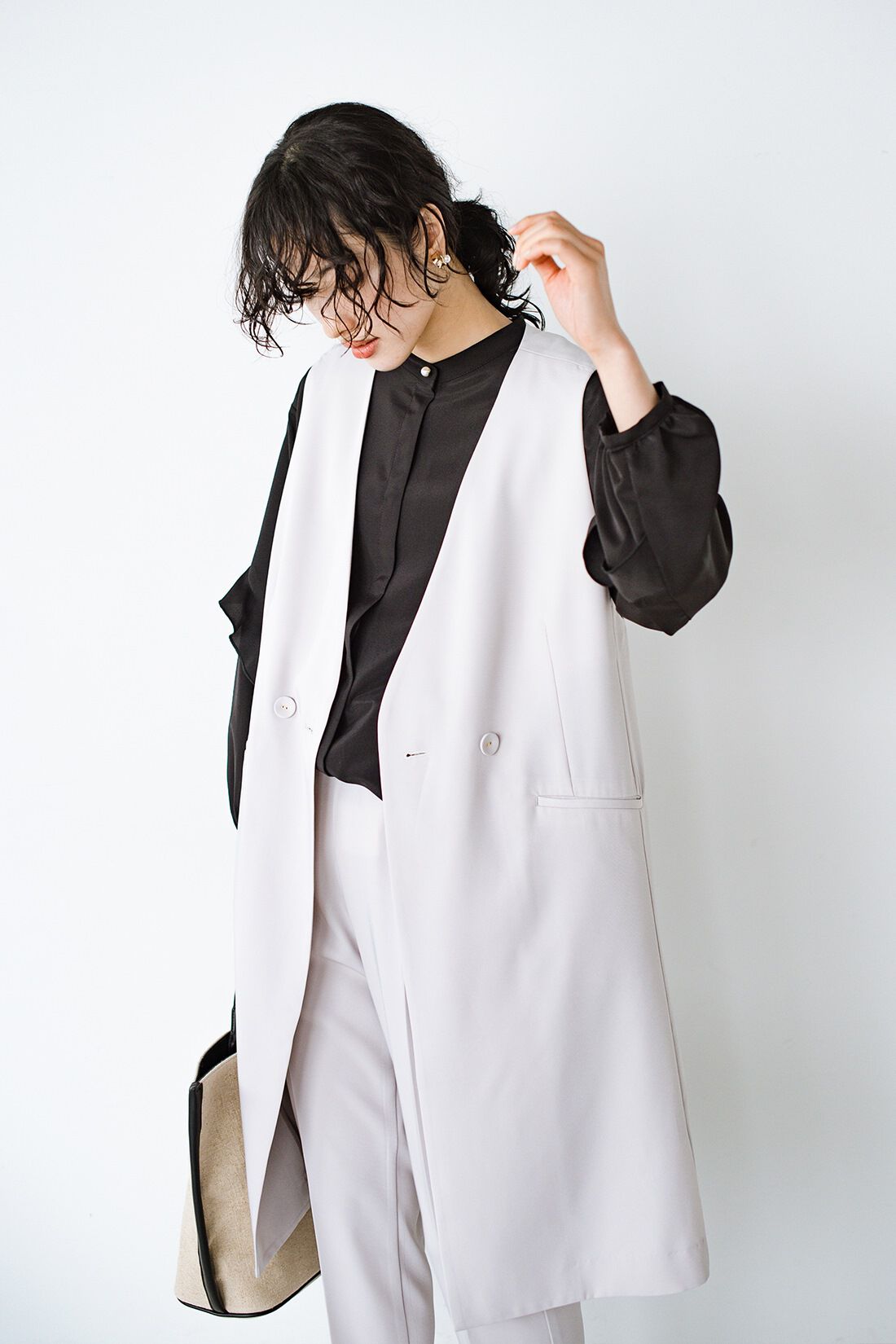 haco!［ハコ］|ANNA LUNA　ＥＰＵ強撚ツイルロングジレ